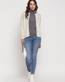 Madame Women Solid Off White Cardigans