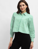 Madame Striped Green Regular Shirt