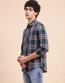 Camla Barcelona Chequered Blue Regular Shirt