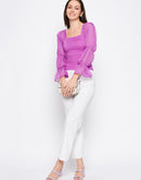 Camla Barcelona Mauve Mutton Sleeve Smocked Top