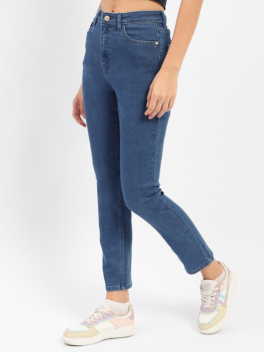 Madame Solid Blue Slim Fit Jeans