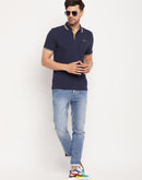 Camla Barcelona Solid Navy Blue T-Shirt