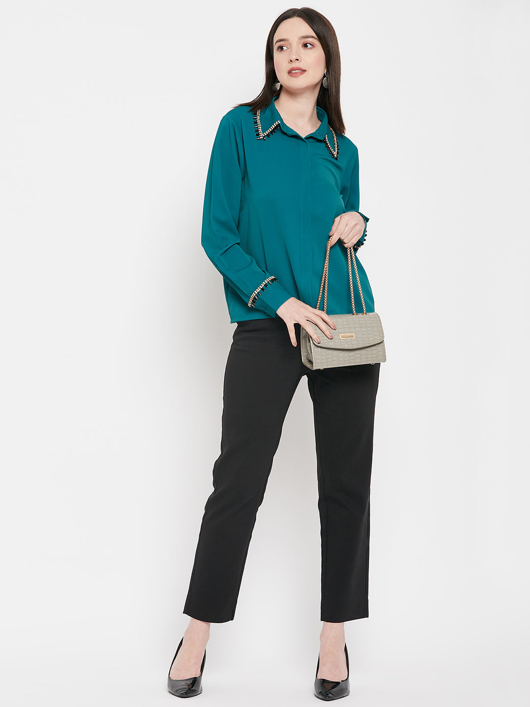 Camla Barcelona Bottle Green Shirt For Women