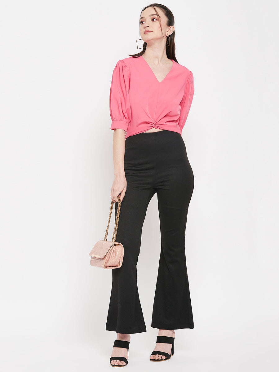 Camla Frenchrosepink V Neck Top For Women