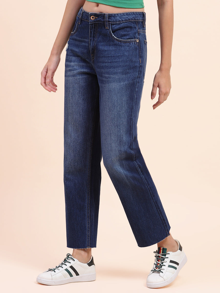 Camla Barcelona Washed Dark Blue Mom Fit Jeans