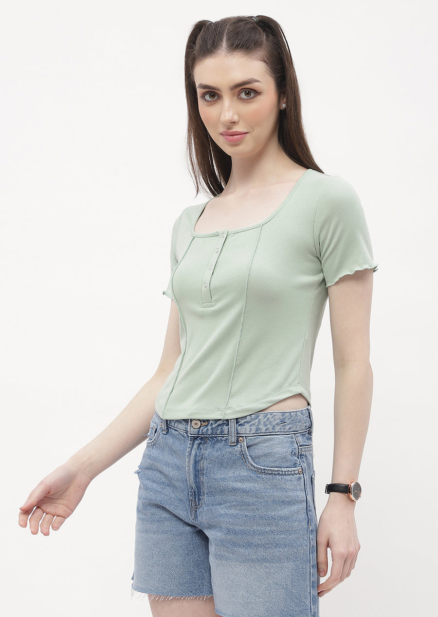 Madame Solid Mint Green Corset Style Top