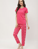 Msecret Typography Hot Pink Two Piece Night Suit