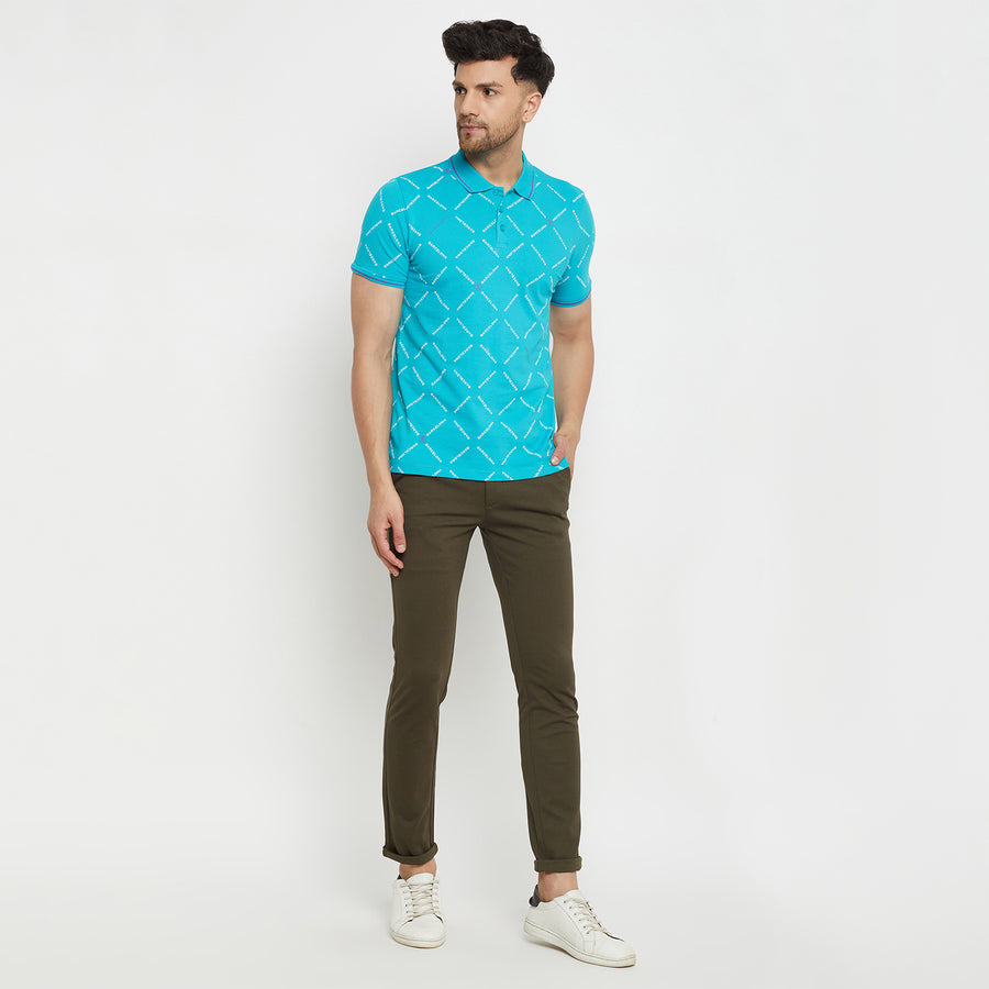 Camla Turquoise T -Shirt For Men
