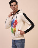 Camla Barcelona Avengers Graphic Printed Zipped Off White Sweatshirt