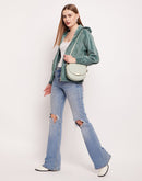 Camla Barcelona Green Hooded Velour Sweatshirt