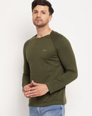 Camla Barcelona Round Neck Olive Green Long Sleeve T-Shirt