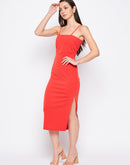 Camla Barcelona Tomato Camisole Straps Slit Dress