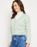 Camla Barcelona Floral Mint Green Crop Cardigan