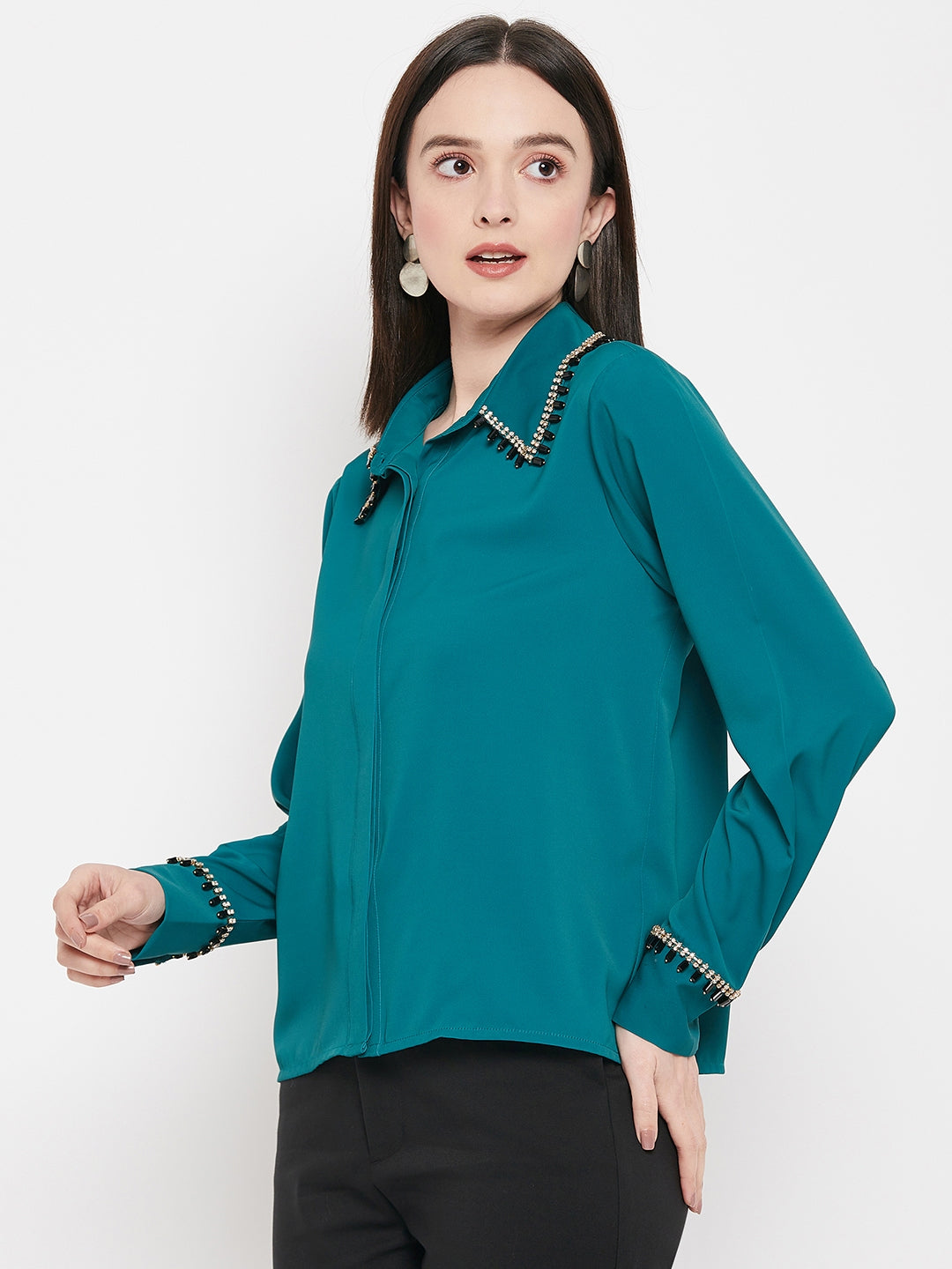 Camla Barcelona Bottle Green Shirt For Women