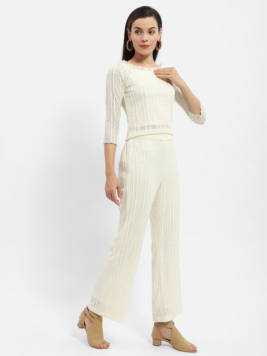 Madame Frill Round Neck Off-White Two Piece Co-Ord Set