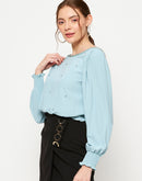 Camla Barcelona Turquoise Embellished Top