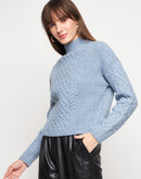Madame Blue High Neck  Sweater