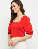 Madame Sweetheart Neck Red Corset Top