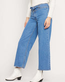 Camla Barcelona Belted Waist Light Blue Wide Leg Jeans