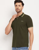 Camla Barcelona Men’S Olive Polo Neck T-Shirt