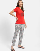 Msecret Character Print Red Night Suit