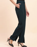 Camla Barcelona Side Slit Salem Blue Straight Fit Trousers