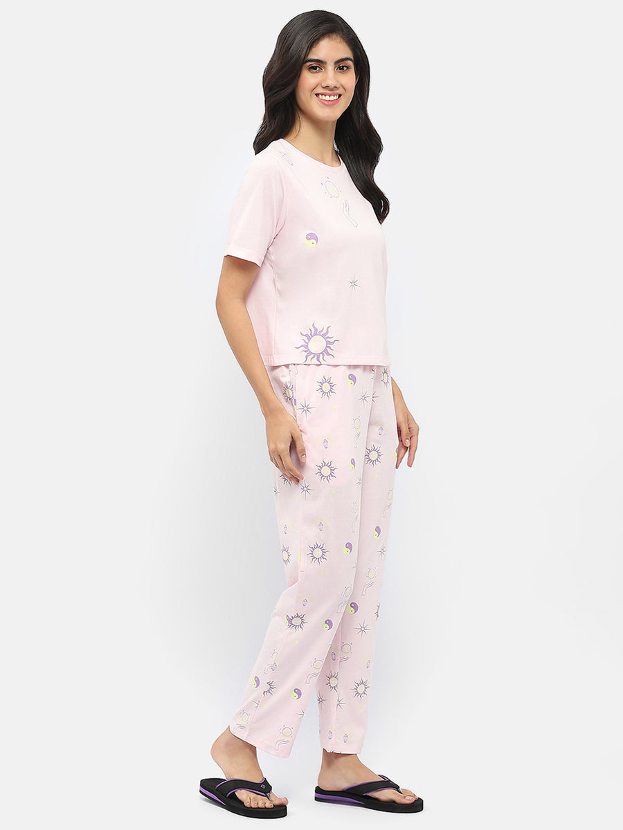 Msecret Graphic Print Baby Pink Night Suit