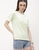 Madame Logo Print Neon Green Regular T-shirt