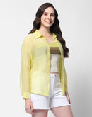 Madame Semi Sheer Lime Shirt with Colour blocked Inner