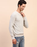 Camla Barcelona Crew Neck Solid Grey Full Sleeve Sweater