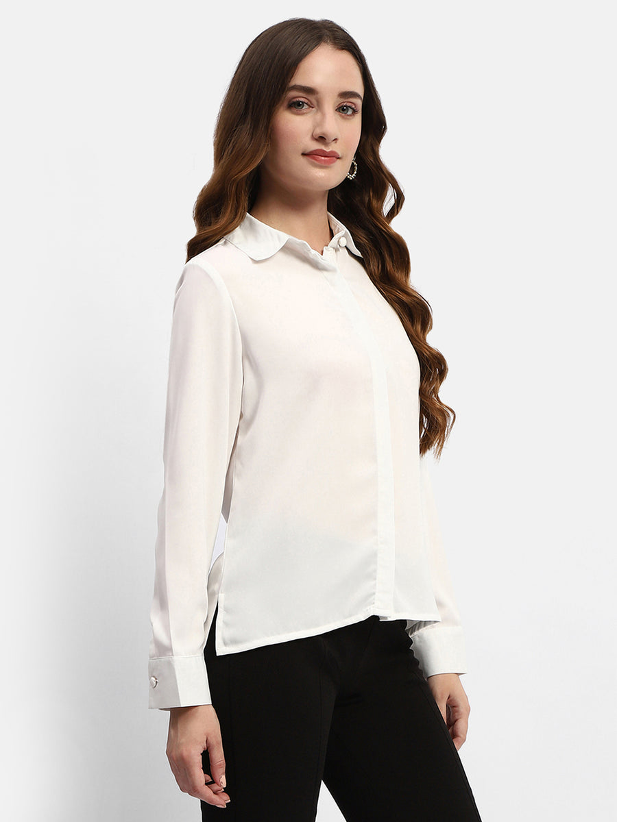 Madame Solid White Regular Shirt