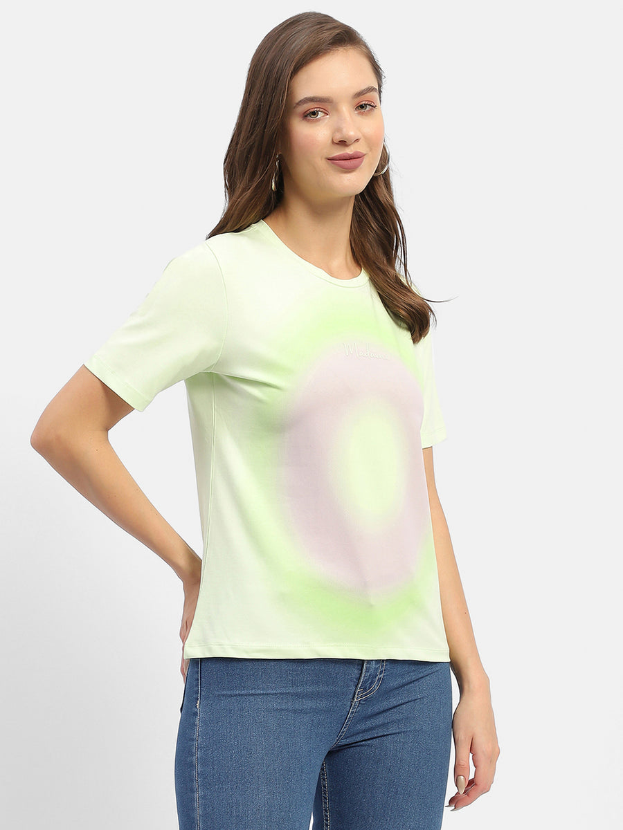 Madame Abstract Print Neon Green T-shirt