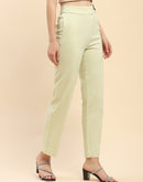 Camla Barcelona Solid Mint Green Straight Fit Trouser