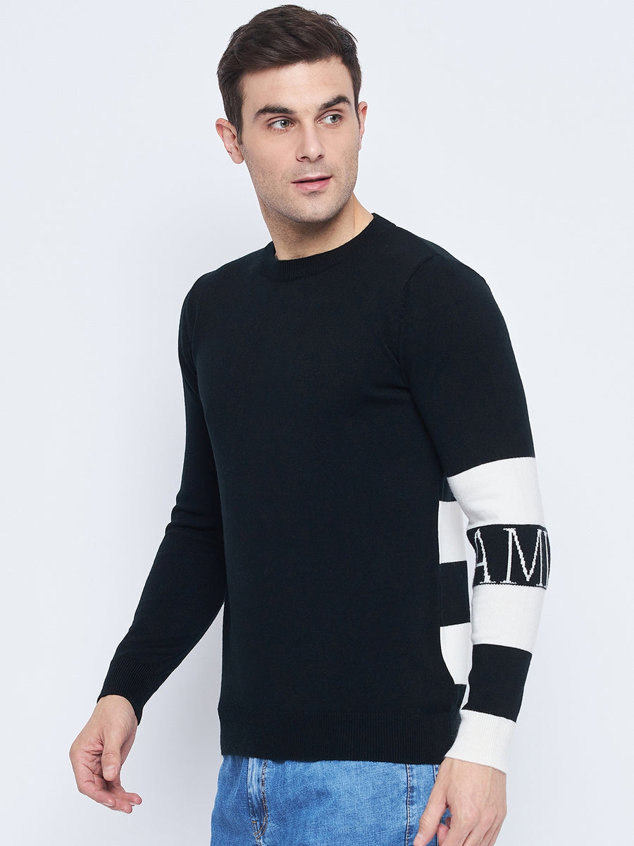 Camla Barcelona Colourblocked Black Sweater for Men