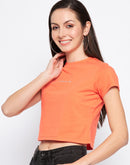 Camla Barcelona Typography Crew Neckline Cotton Crop Top