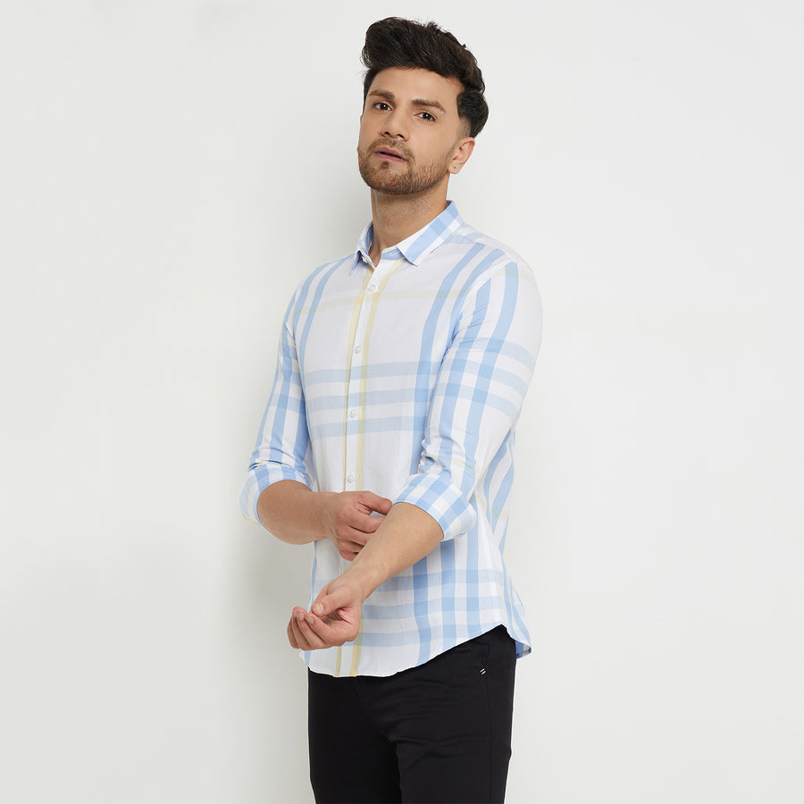 Camla Barcelona Colourblocked White Shirt For Men