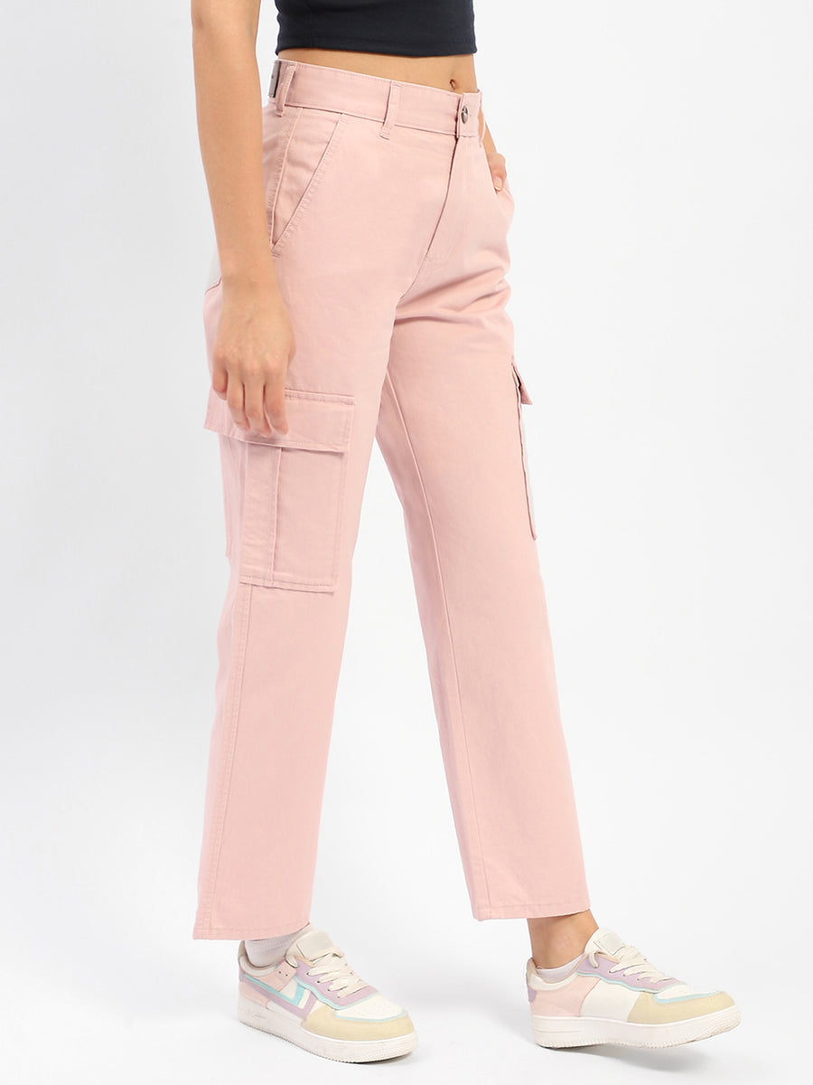 Madame Solid Pink Cargo Jeans
