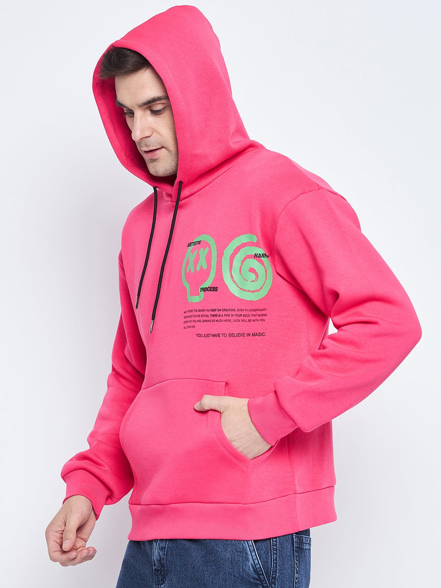Camla Barcelona Graphic Print Hot Pink Hooded Sweatshirt