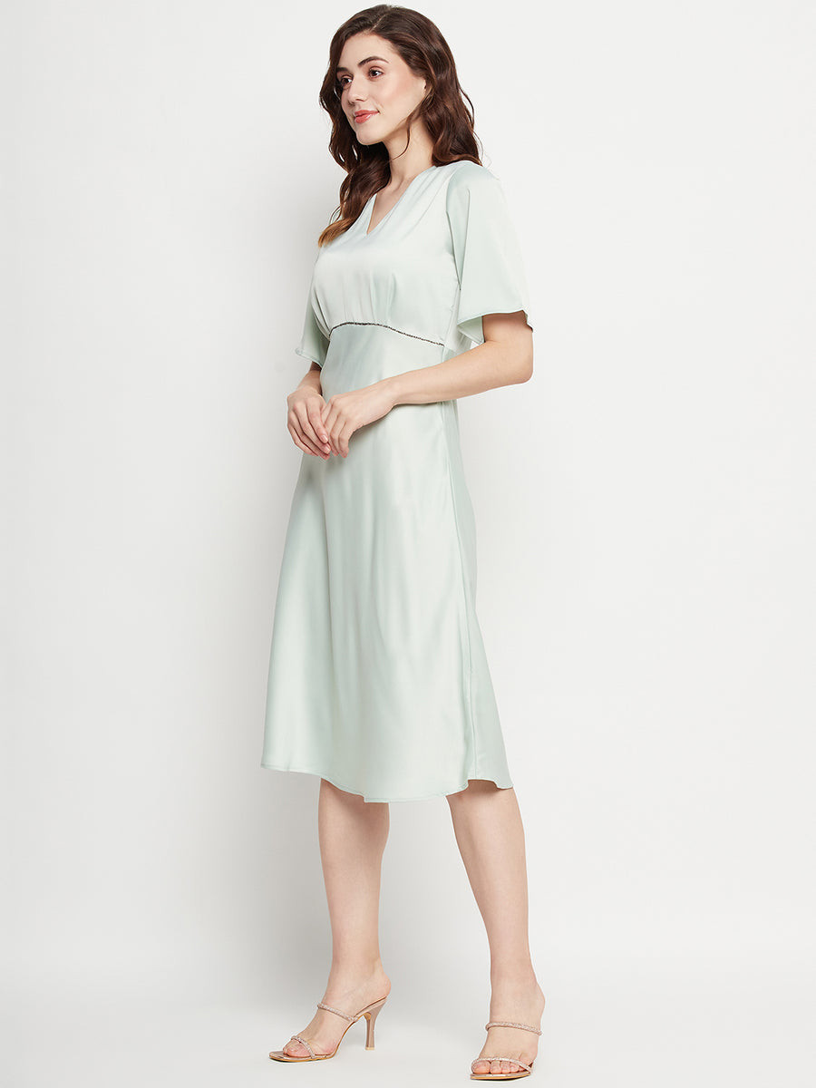 Camla Barcelona Sequin Embellished Midi Mint Green A Line Dress