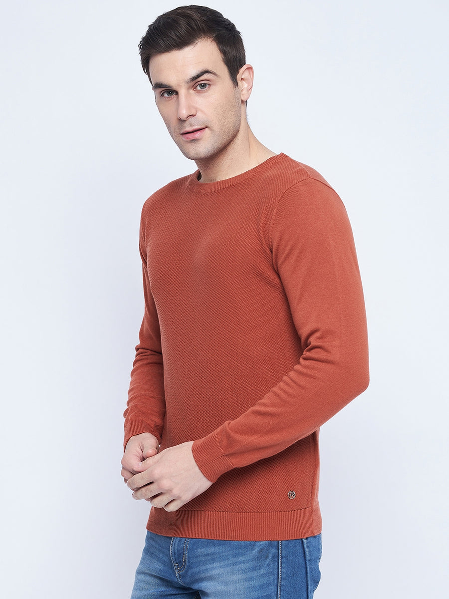 Camla Barcelona Crew Neck Blush Orange Sweater For Men