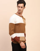 Camla Barcelona Colourblock Crew Neck Fawn Sweater