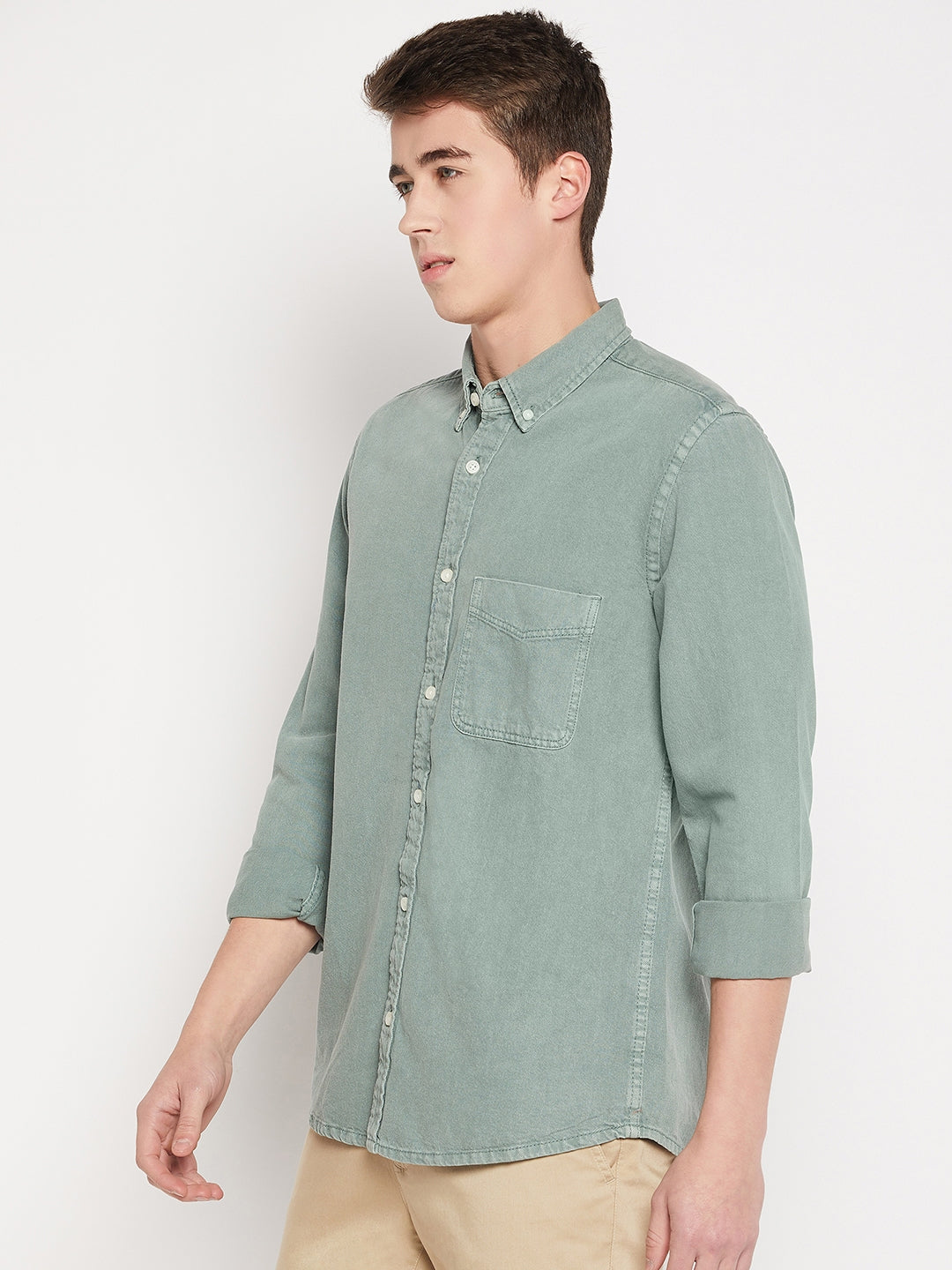 Camla Barcelona Washed Sage Green Shirt For Men