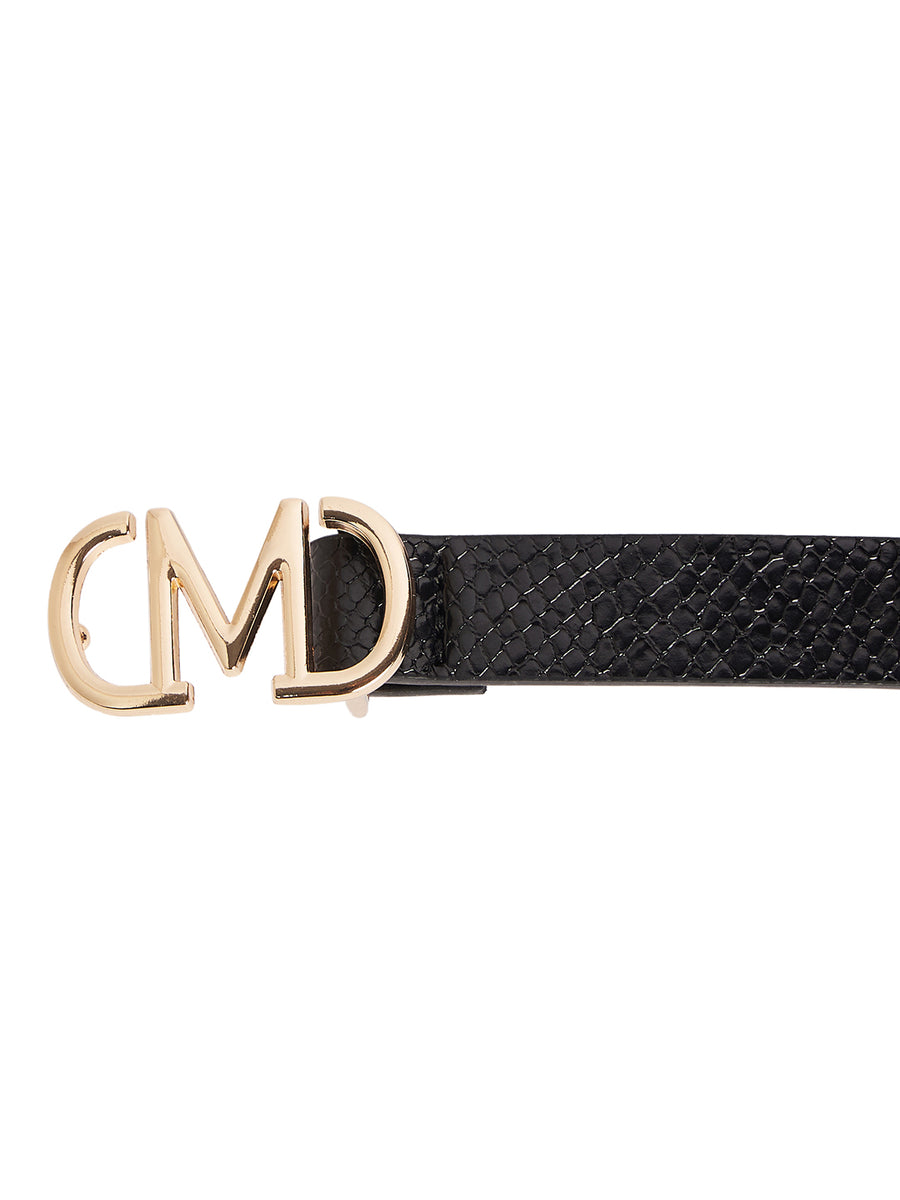 Madame Light Gold M-Shaped Buckle Black Belt