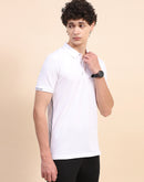 Camla Barcelona Solid White Polo Neck T-shirt