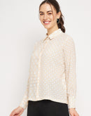 Camla Barelona Chequered Off-White Shirt for Women