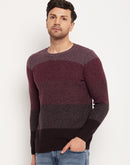 Camla Barcelona Colourblocked Wine Sweater For Men