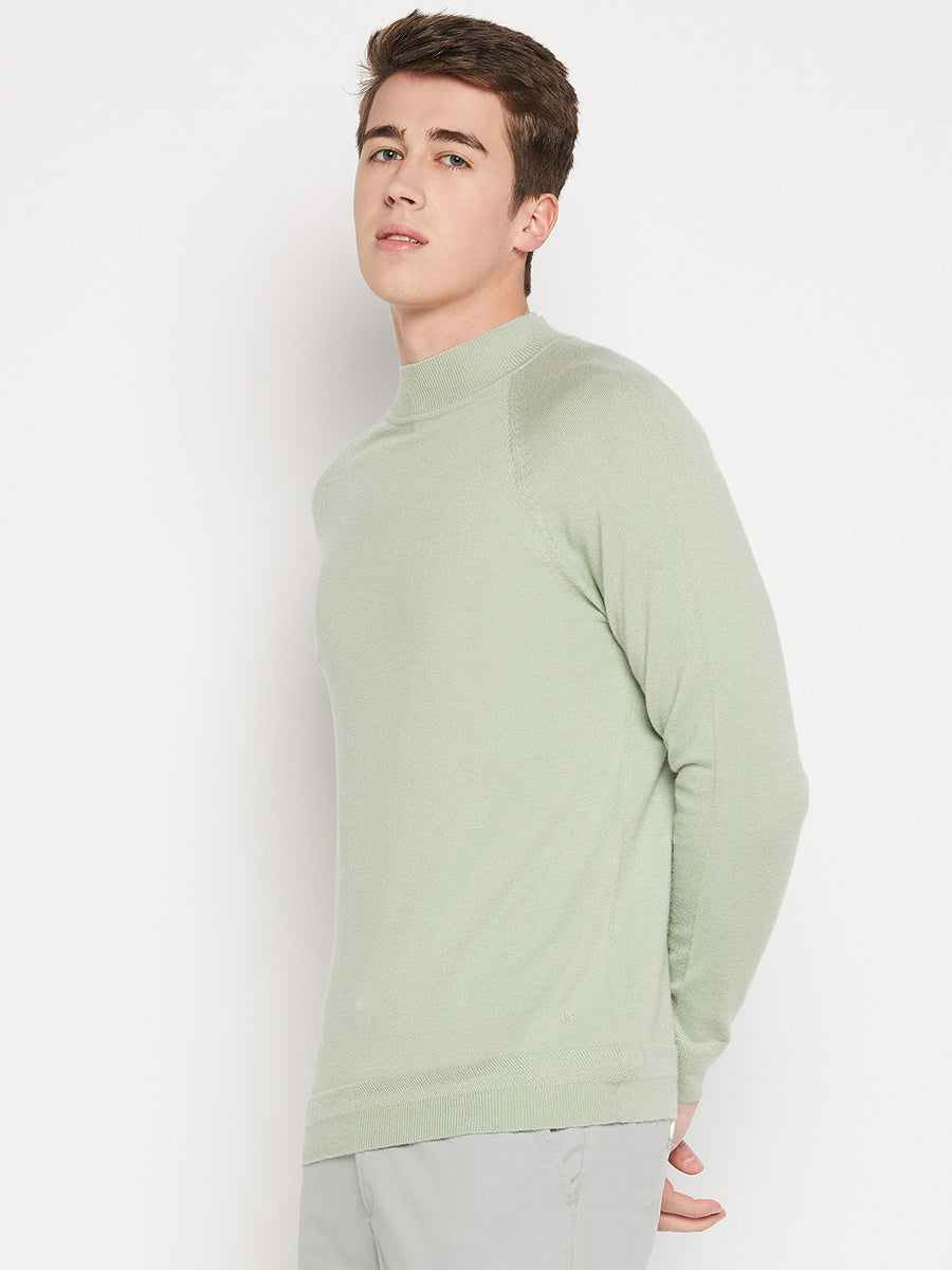 Camla Barcelona Mock Neck Pista Green Sweater For Men