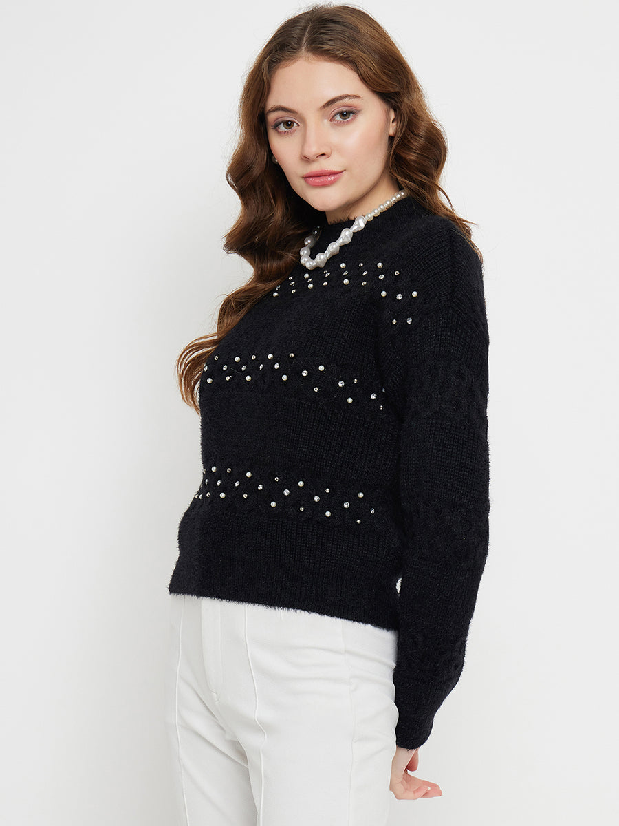 Madame Feather Knit Black Sweater
