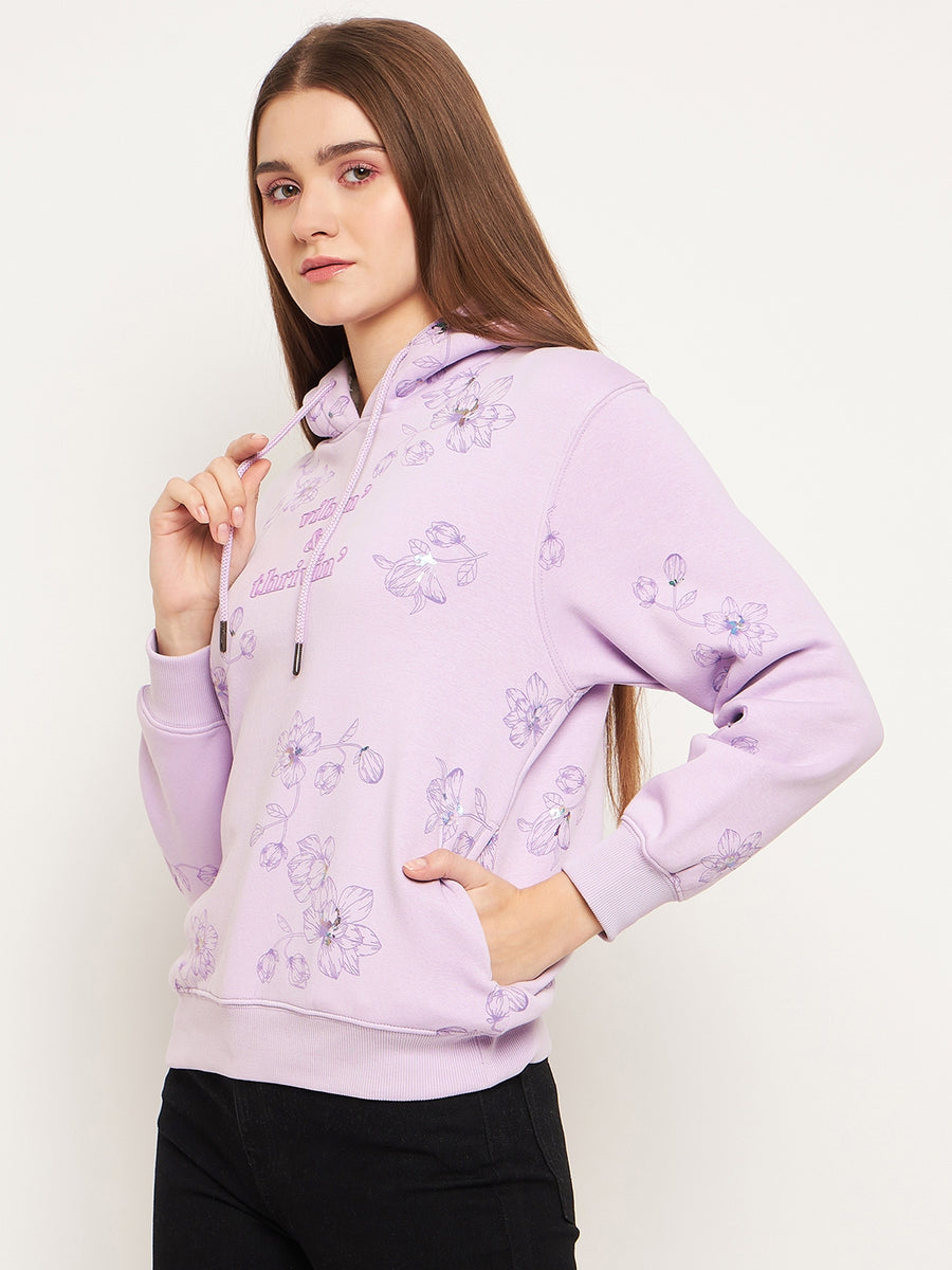 Madame Floral Printed Lilac Sweatshirt