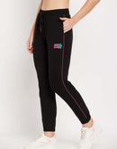 Camla Barcelona Black Cotton Typography Trackpants